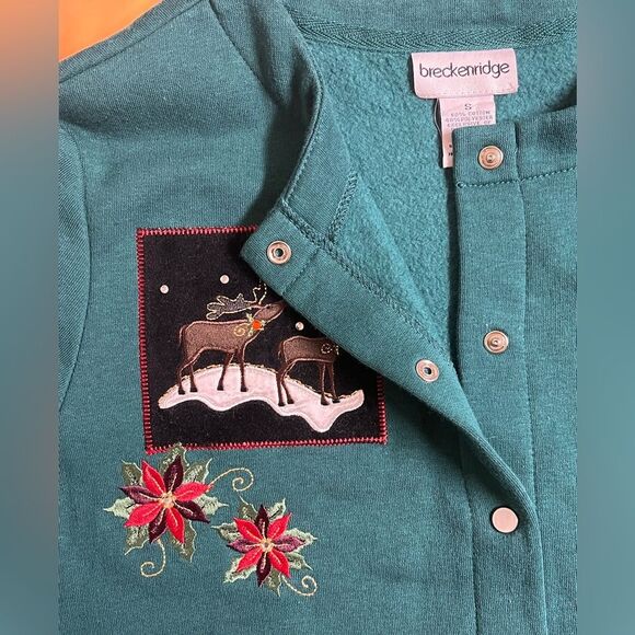 Breckenridge Christmas Snap Front Fleece Cardigan Sweater Size Smalll - Picture 8 of 11